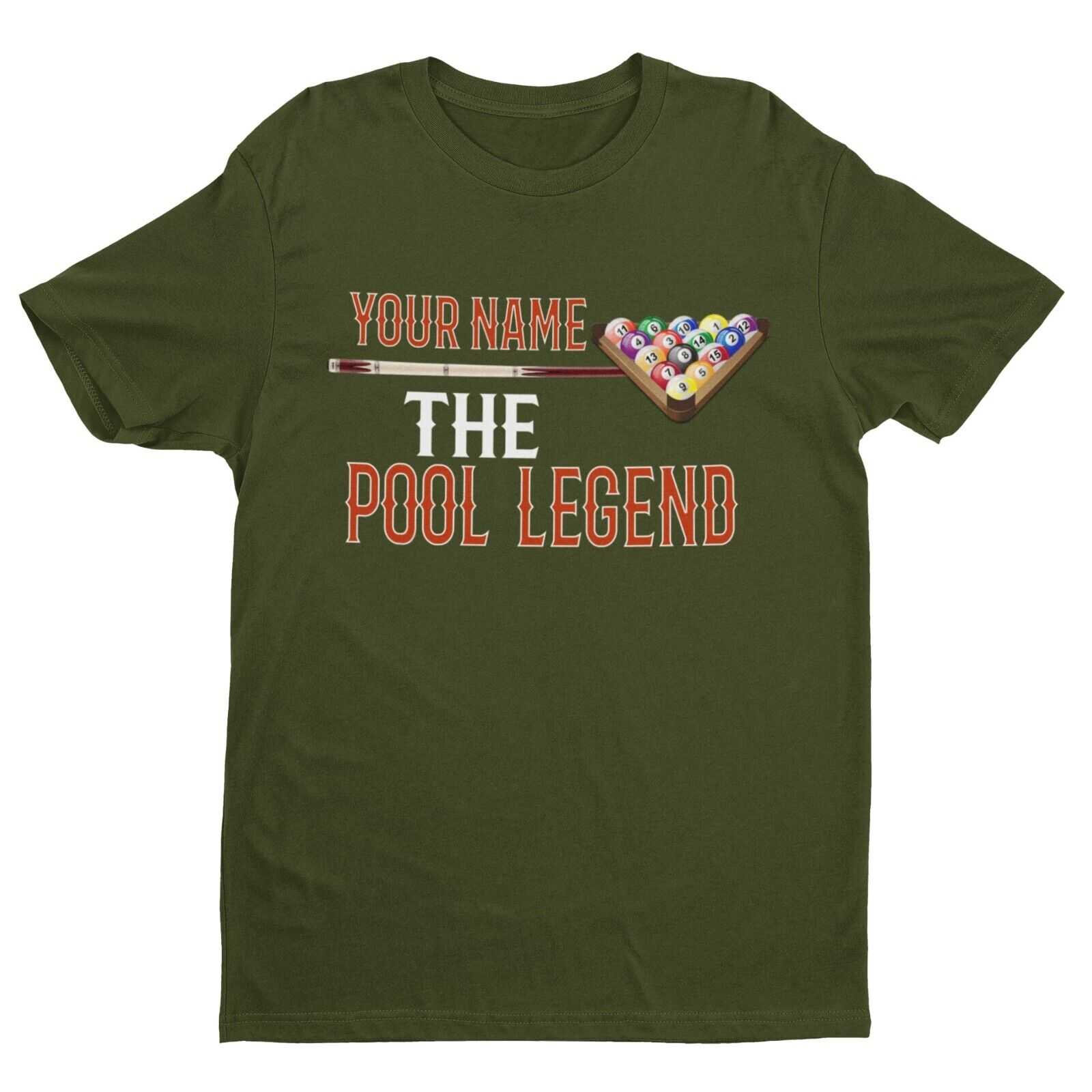 Personalised Pool T-Shirt YOUR NAME The POOL LEGEND Gift Player Pub Funny T-Shirt