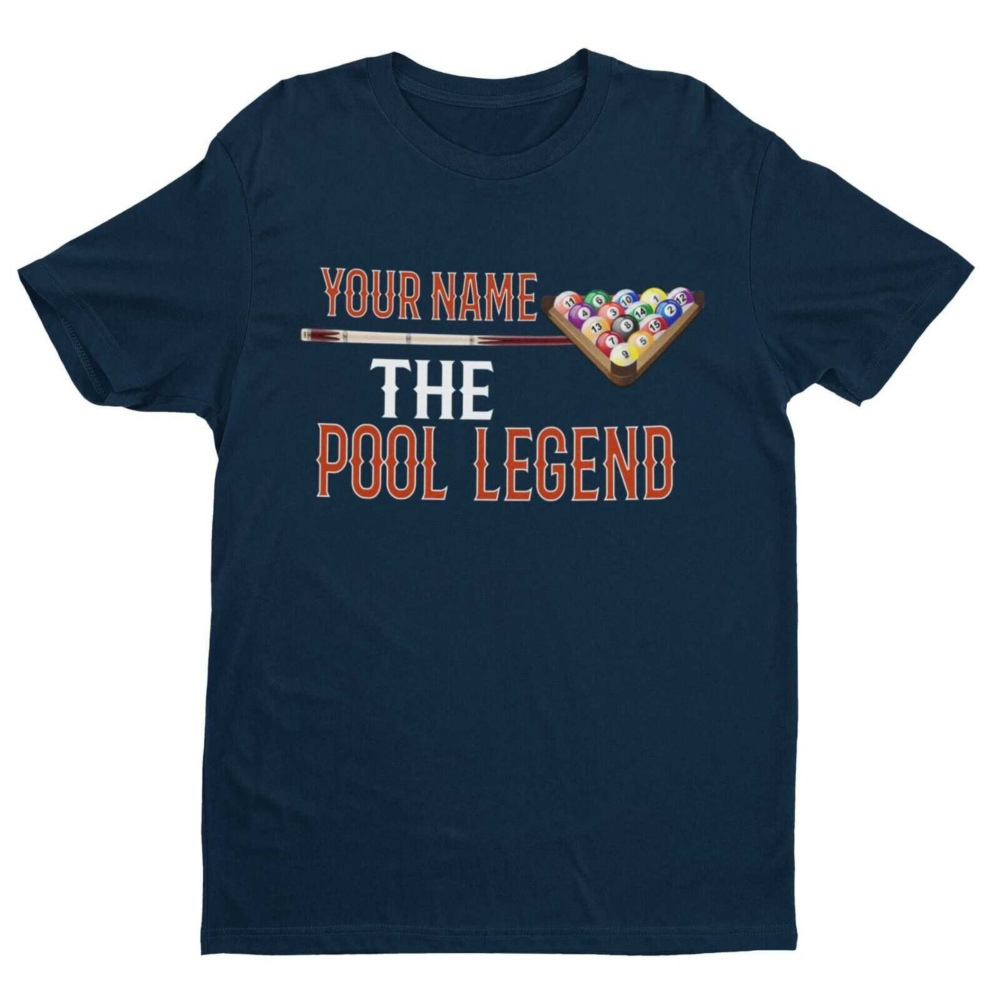 Personalised Pool T-Shirt YOUR NAME The POOL LEGEND Gift Player Pub Funny T-Shirt