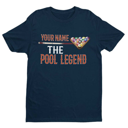 Personalised Pool T-Shirt YOUR NAME The POOL LEGEND Gift Player Pub Funny T-Shirt