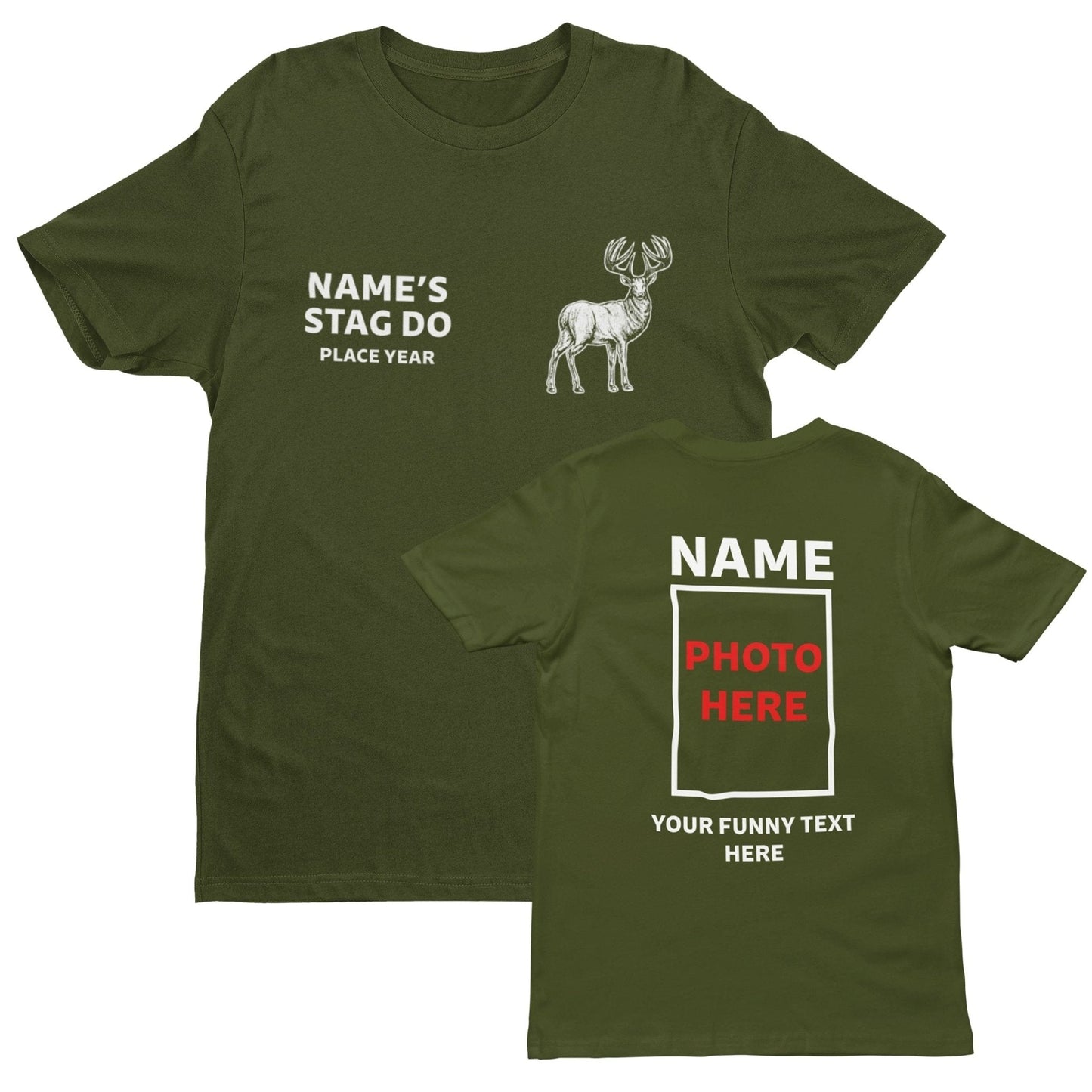 Personalised STAG DO T Shirts Photo Text Funny Customisable Novelty Best Man