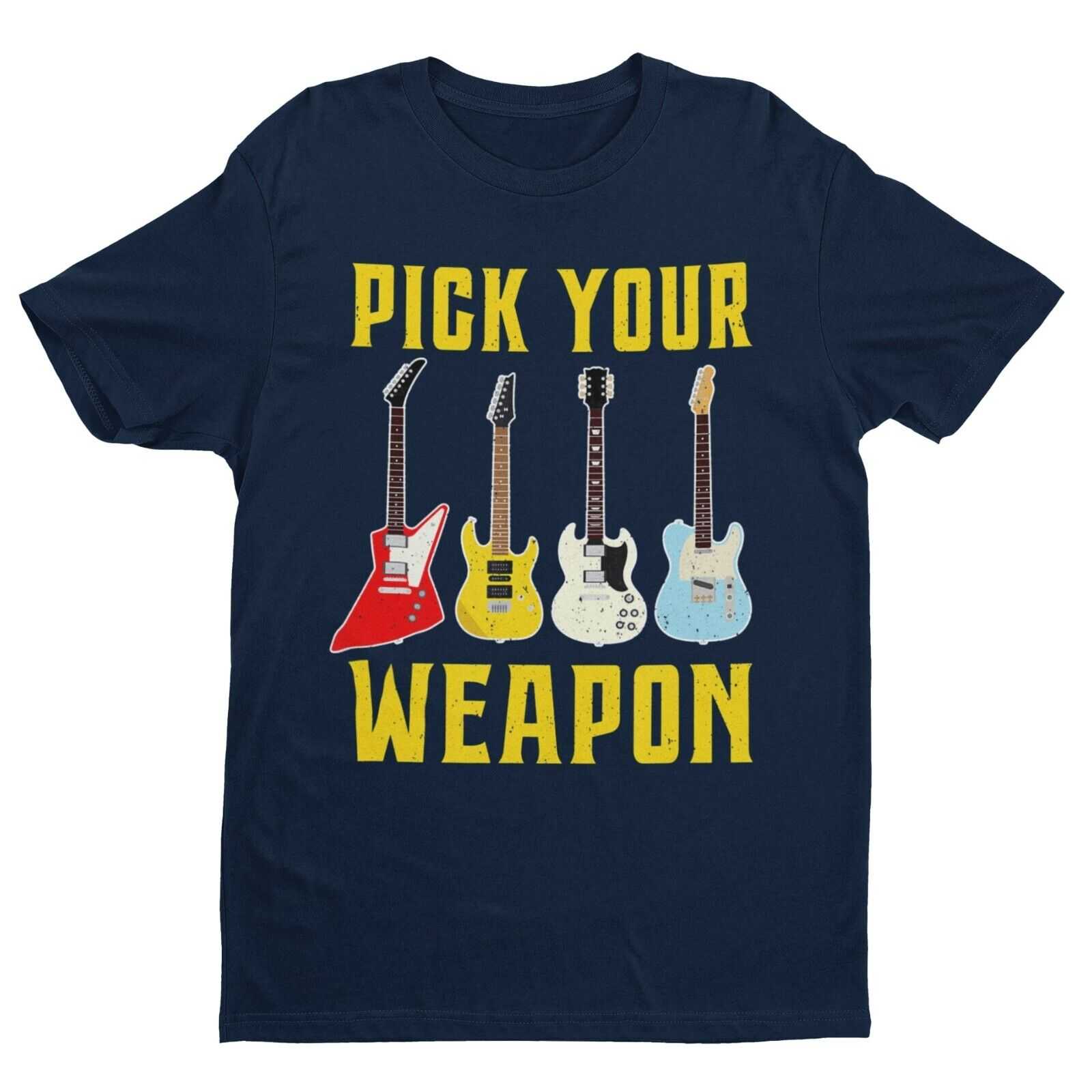 Pick Your Weapon Guitar T-Shirt Colour Design Funny Musician Gift Guitarist Player T-Shirt