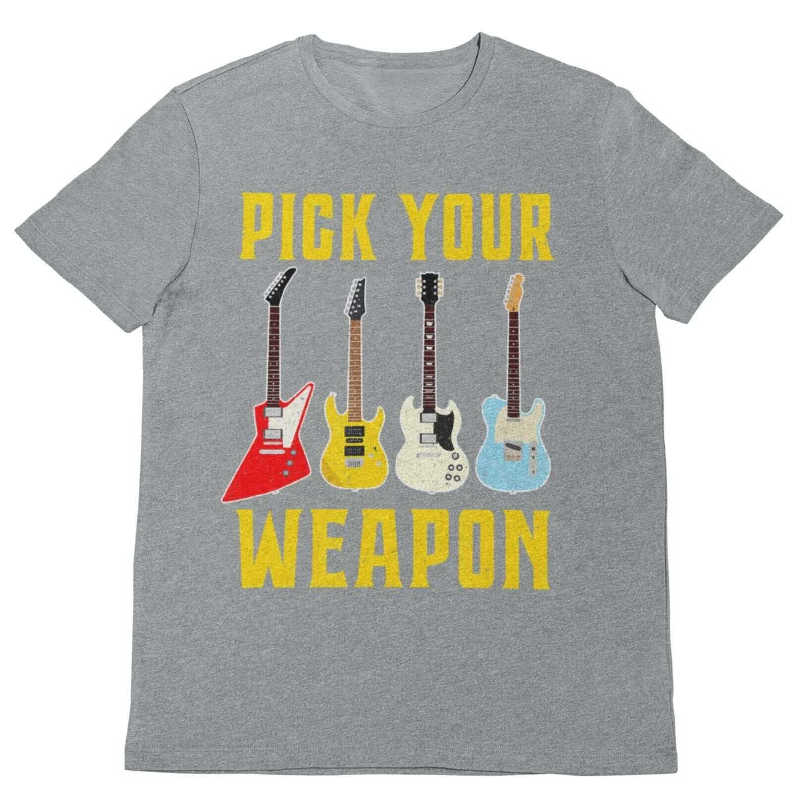 Pick Your Weapon Guitar T-Shirt Colour Design Funny Musician Gift Guitarist Player T-Shirt