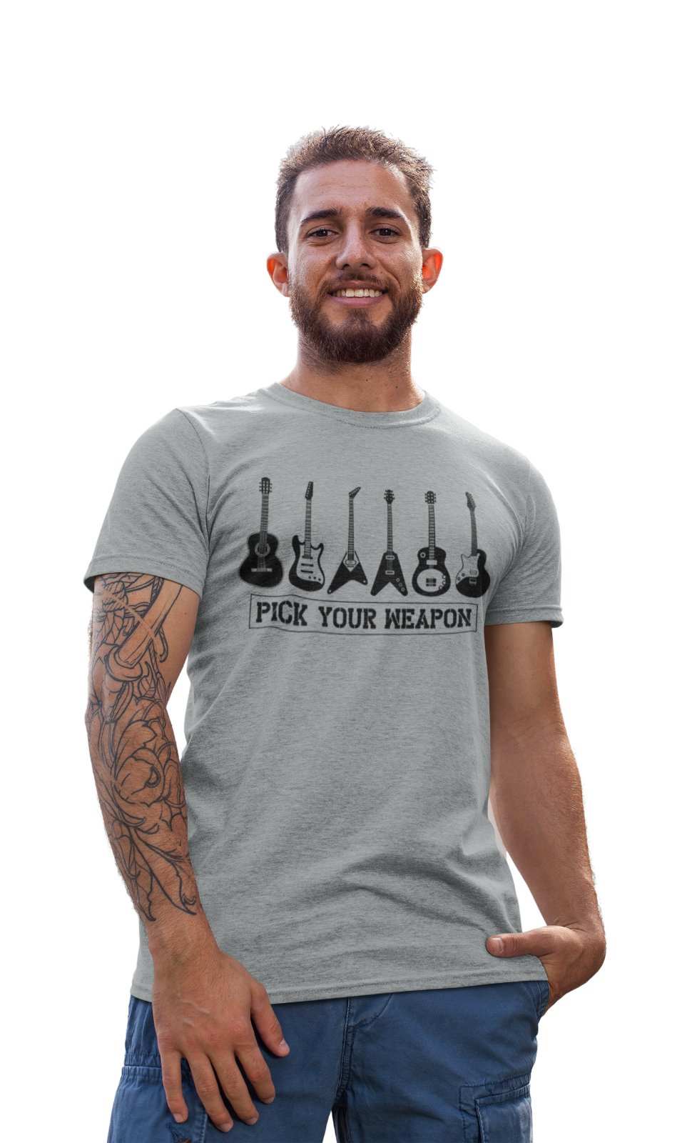 Pick Your Weapon Guitar T-Shirt Funny Musician Gift Guitarist Player Funny T-Shirt