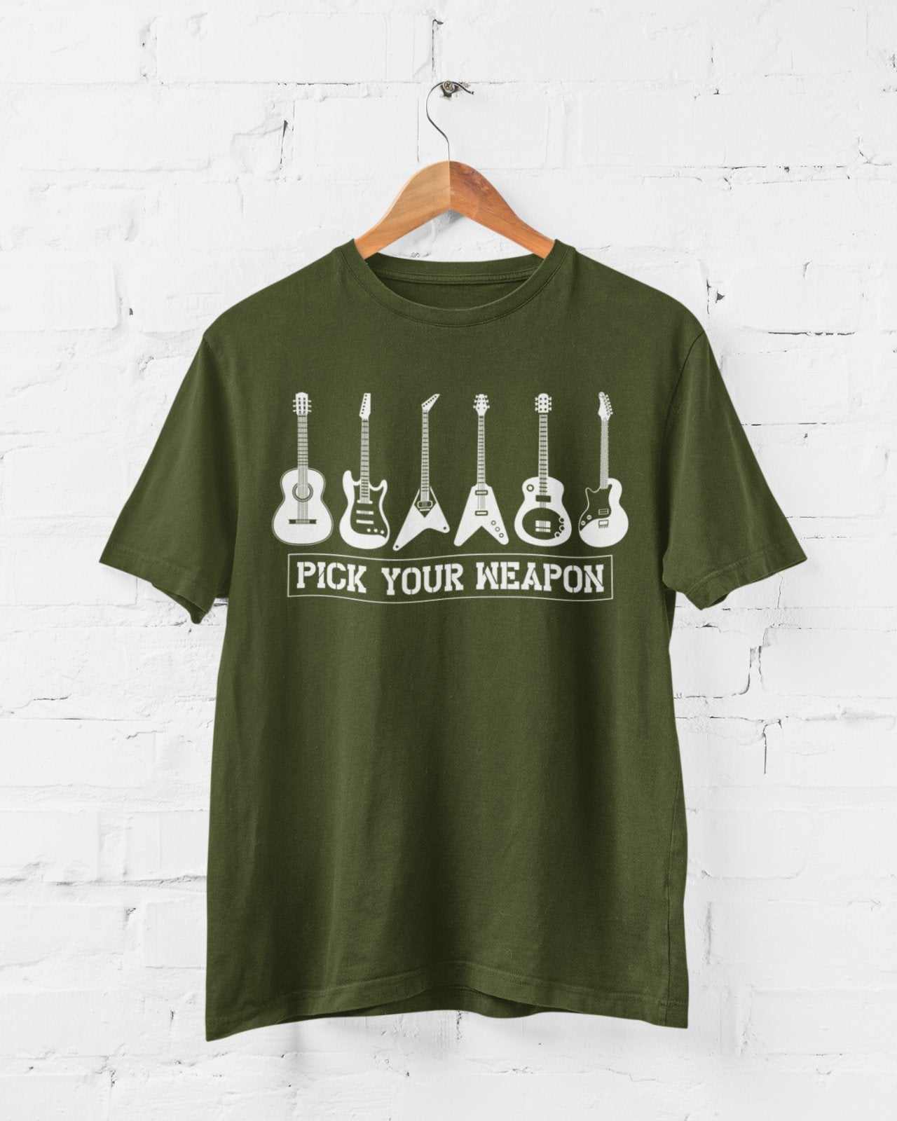 Pick Your Weapon Guitar T-Shirt Funny Musician Gift Guitarist Player Funny T-Shirt