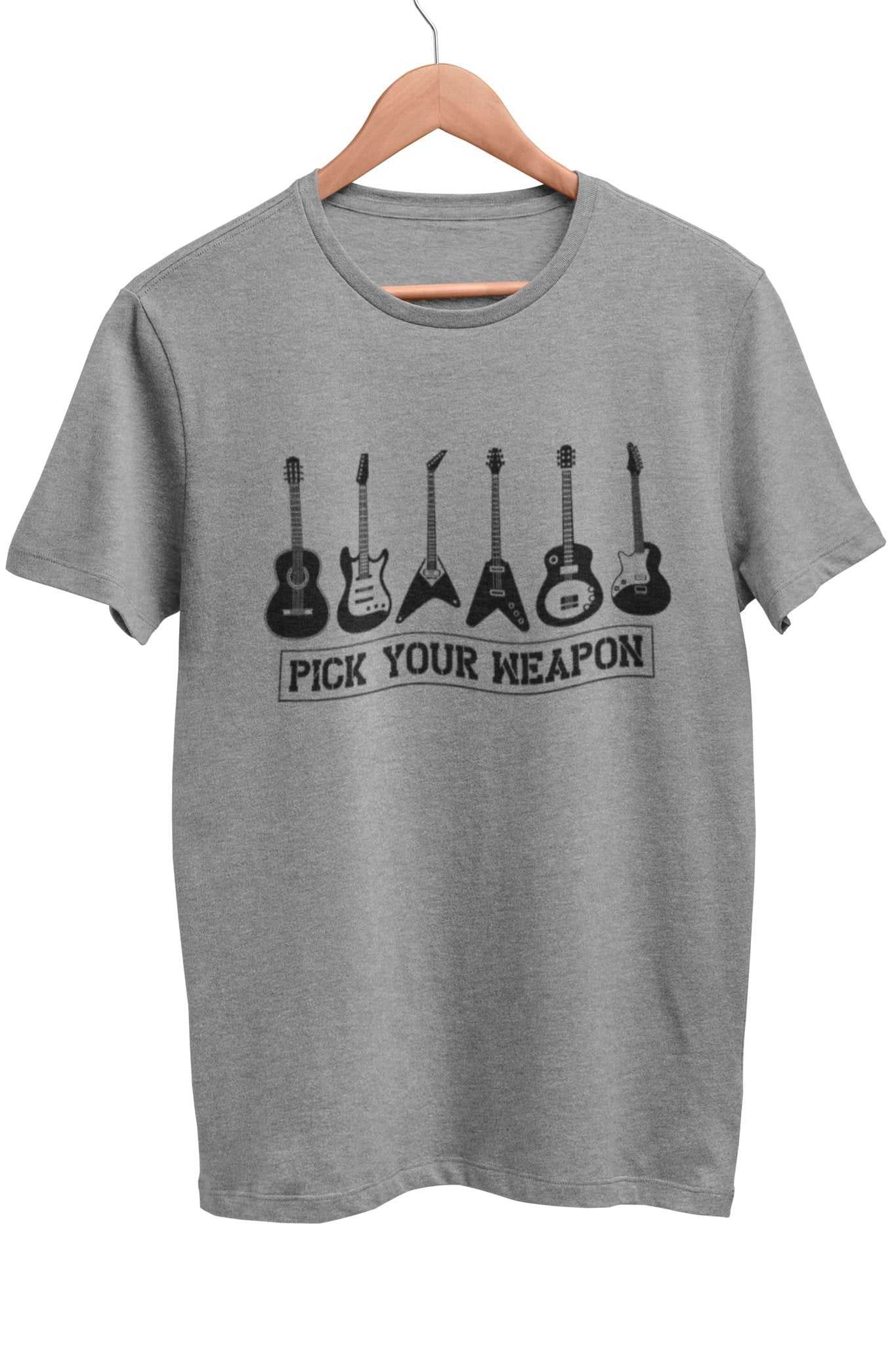 Pick Your Weapon Guitar T-Shirt Funny Musician Gift Guitarist Player Funny T-Shirt