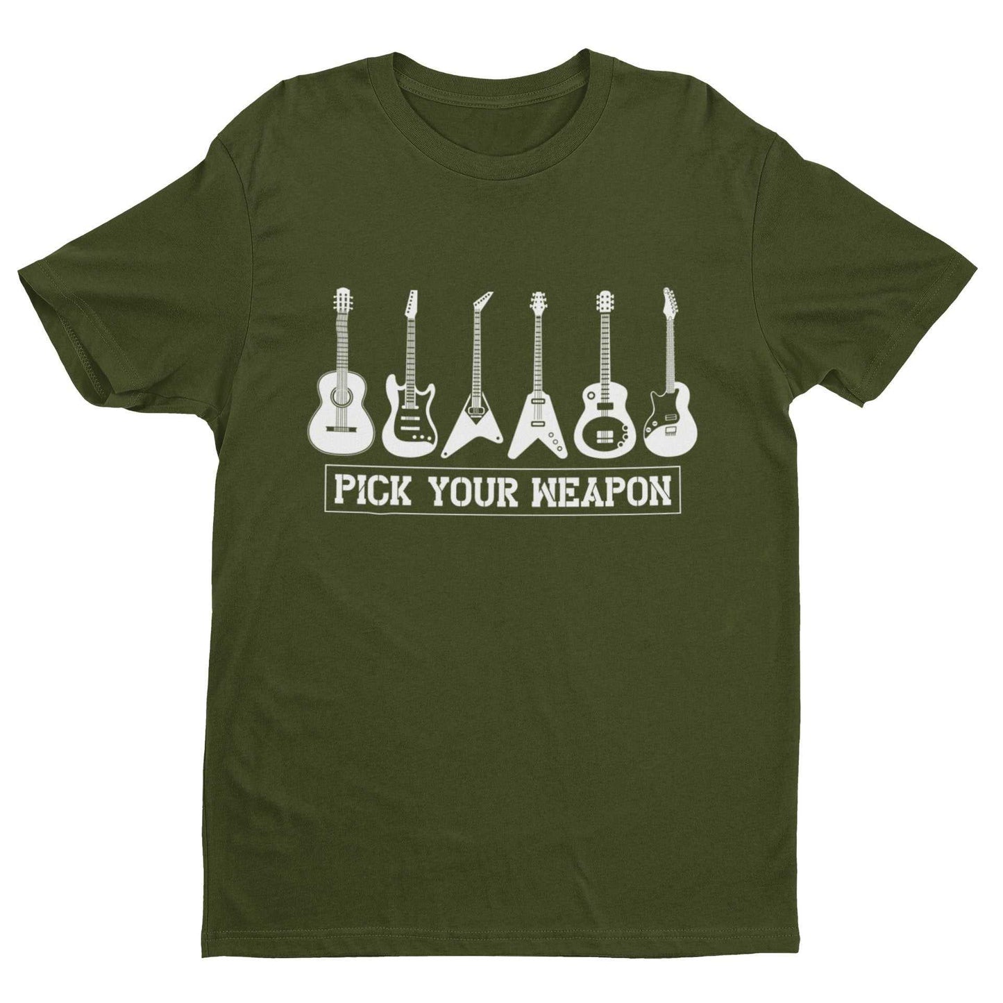 Pick Your Weapon Guitar T-Shirt Funny Musician Gift Guitarist Player Funny T-Shirt