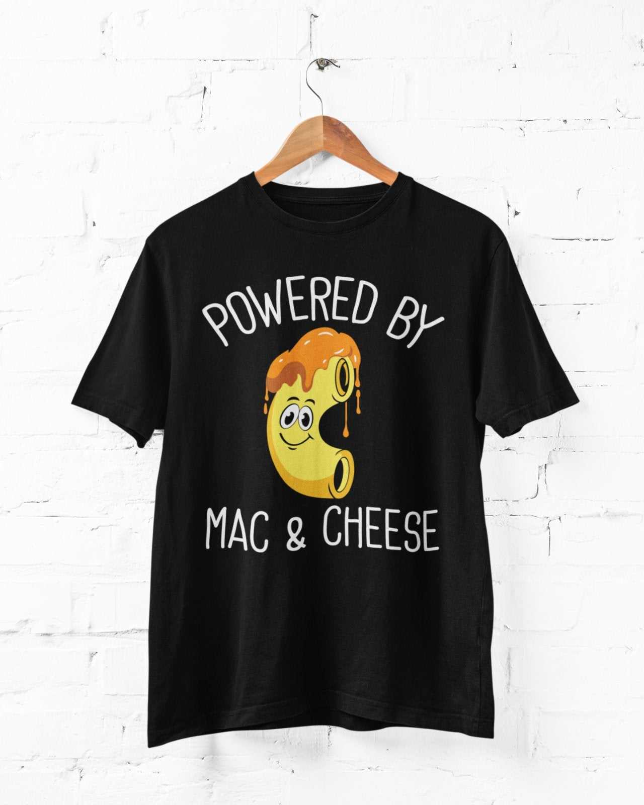 Powered By Mac And Cheese Funny T-Shirt Student Food Novelty Joke Gift T-Shirt