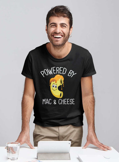 Powered By Mac And Cheese Funny T-Shirt Student Food Novelty Joke Gift T-Shirt