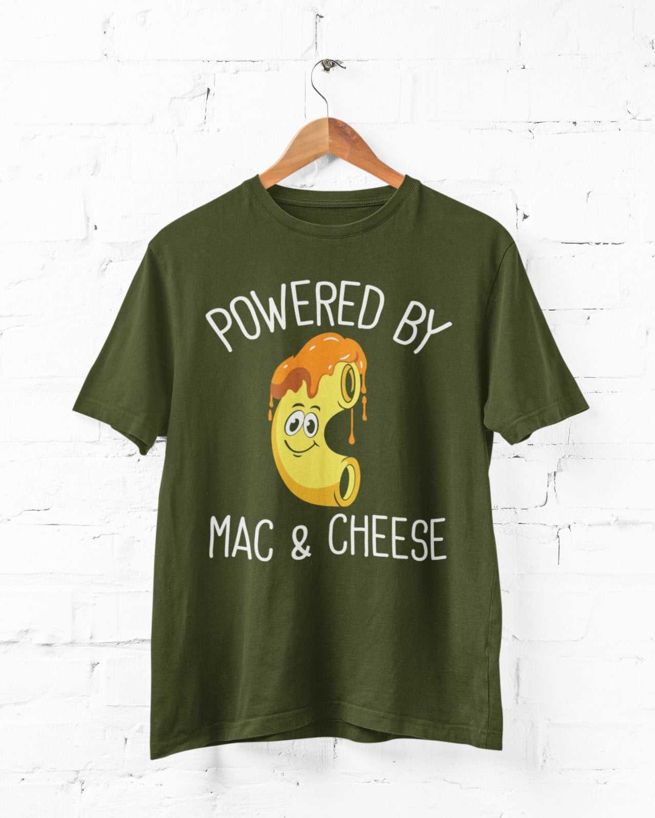 Powered By Mac And Cheese Funny T-Shirt Student Food Novelty Joke Gift T-Shirt