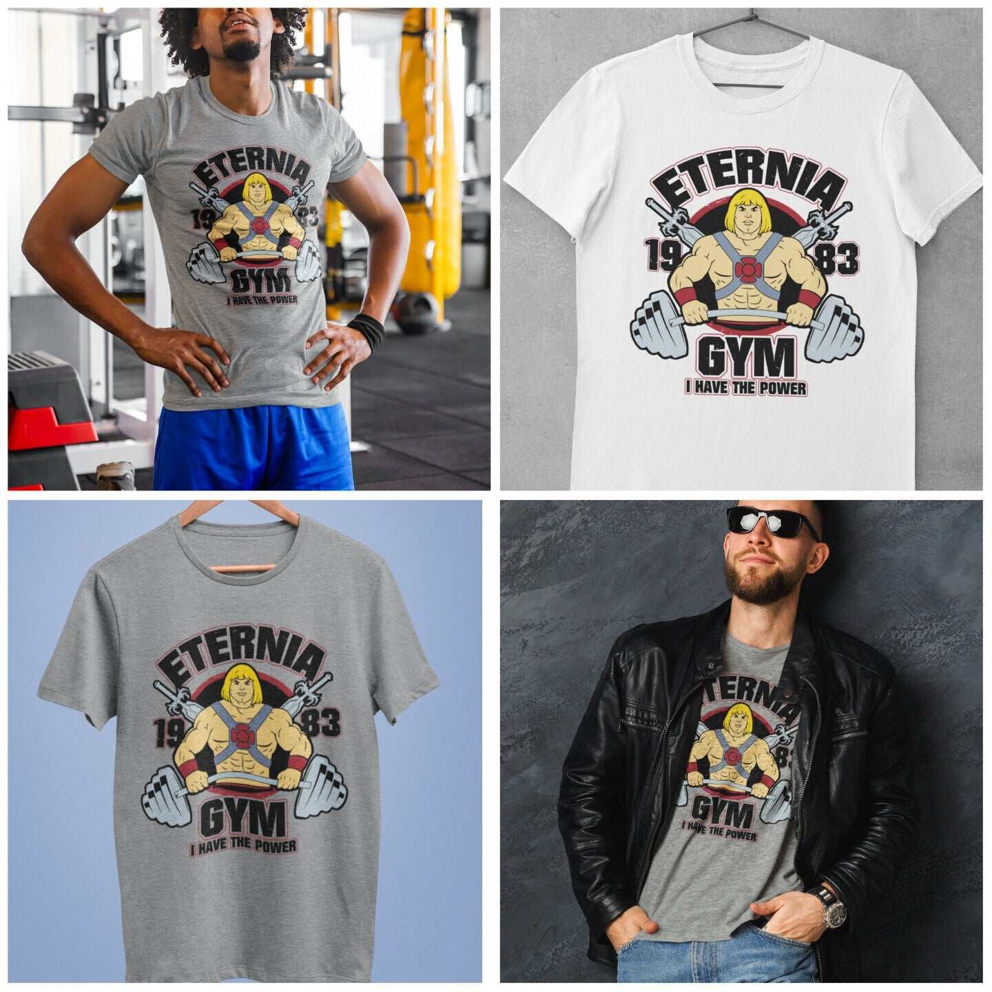 Retro Cartoon T-Shirt Eternia Gym Man He 80s Throwback Greyskull Gift T-Shirt