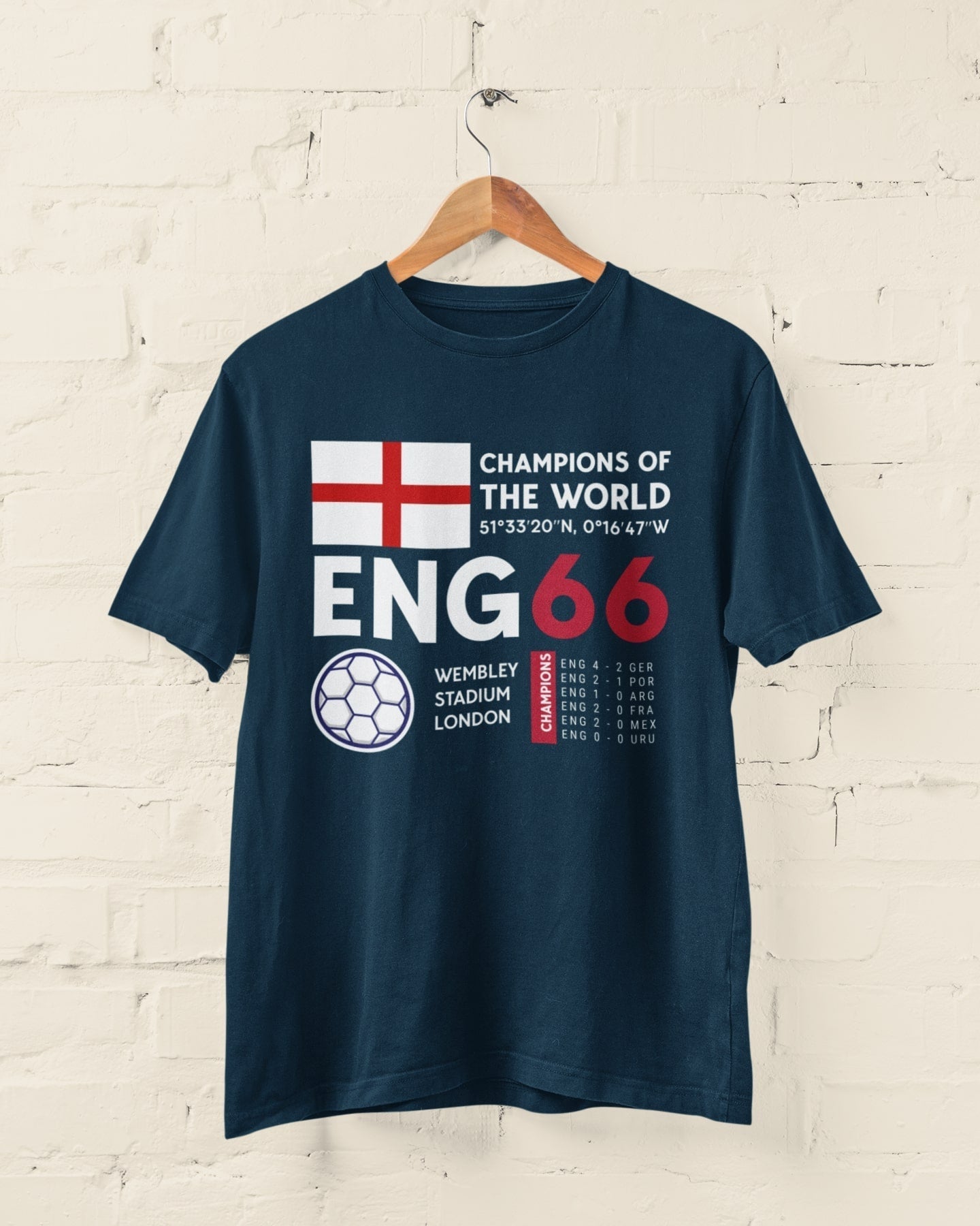 Retro Football T-Shirt England 1966 Champions Of The World Cup Winners Soccer T-Shirt Gift