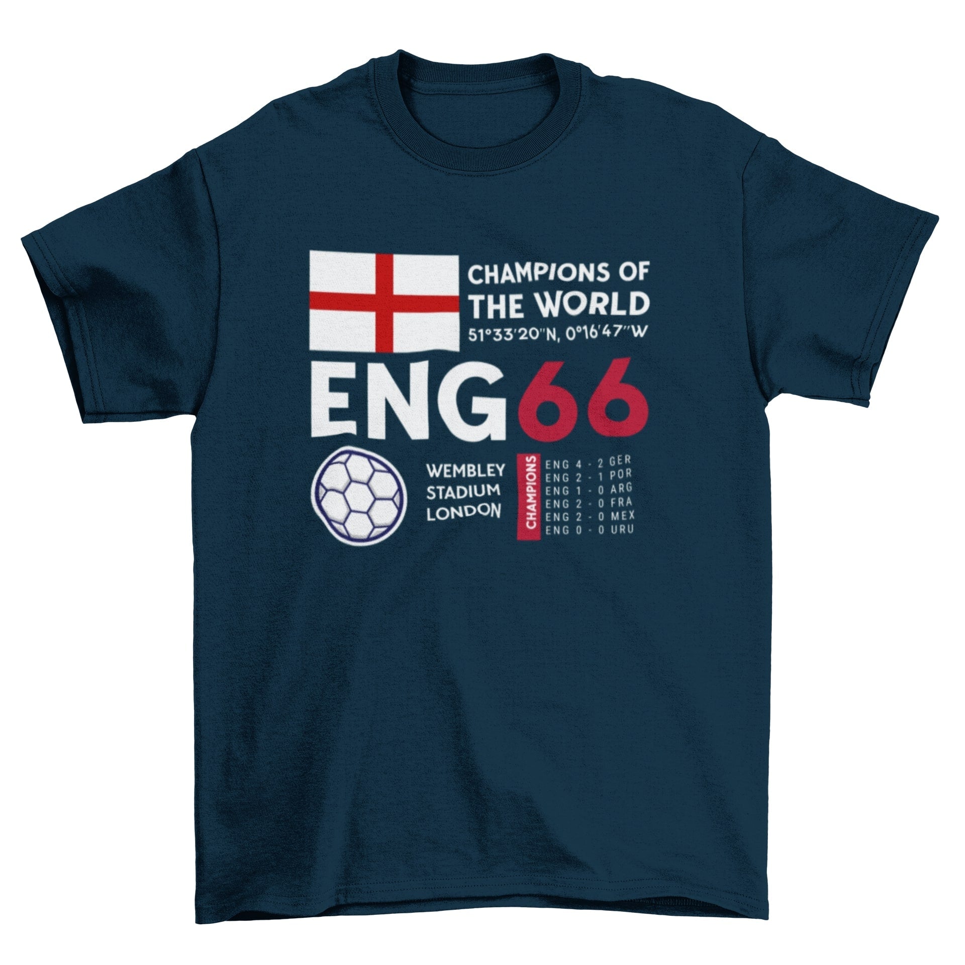 Retro Football T-Shirt England 1966 Champions Of The World Cup Winners Soccer T-Shirt Gift