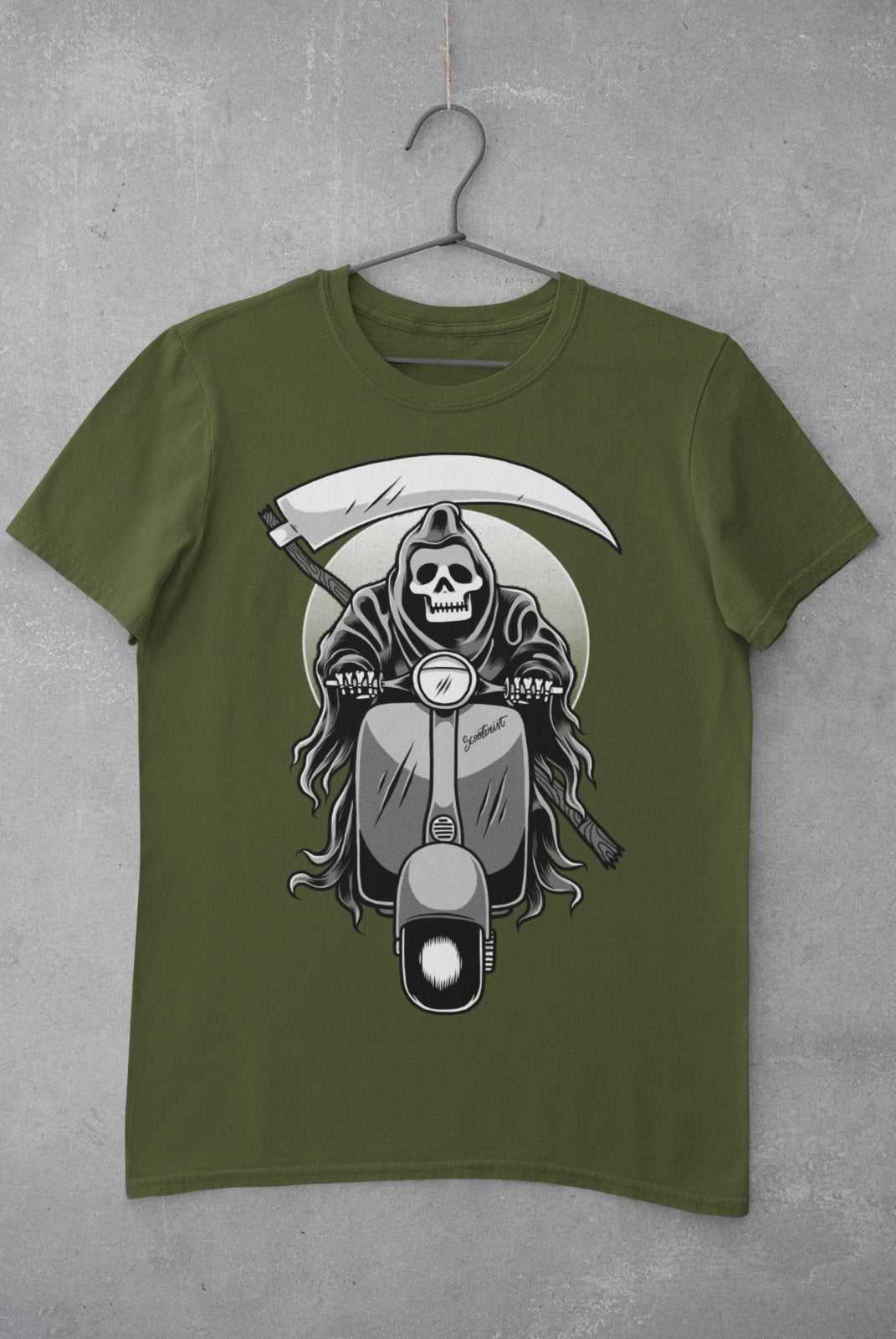 Scooter Reaper Biker T-Shirt Grim Skull Scythe Classic Design Motorcycle Classic T-Shirt Gift