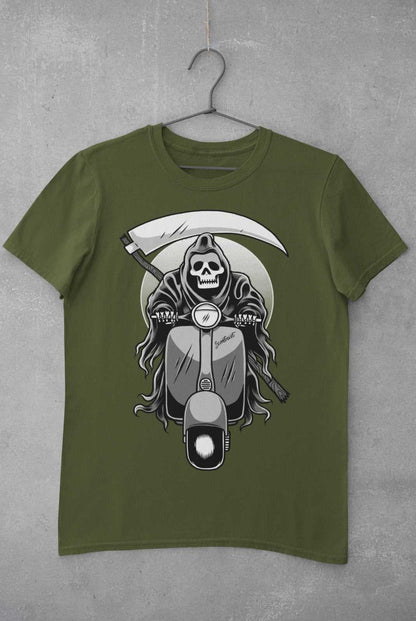 Scooter Reaper Biker T-Shirt Grim Skull Scythe Classic Design Motorcycle Classic T-Shirt Gift