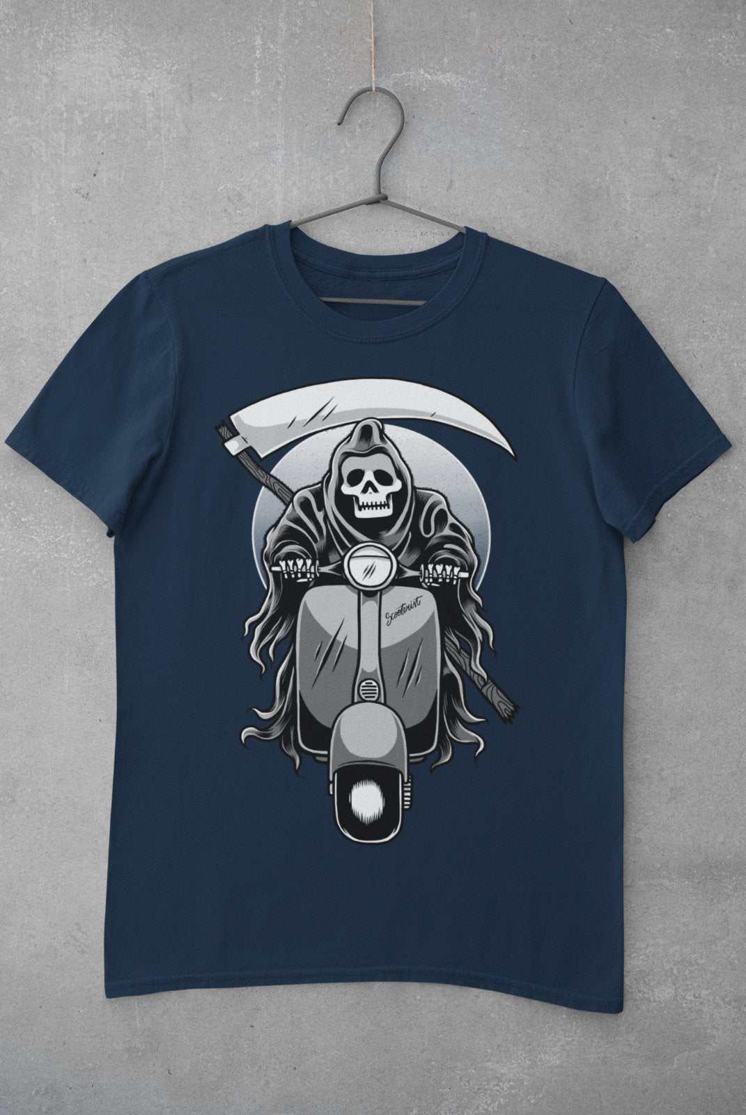 Scooter Reaper Biker T-Shirt Grim Skull Scythe Classic Design Motorcycle Classic T-Shirt Gift