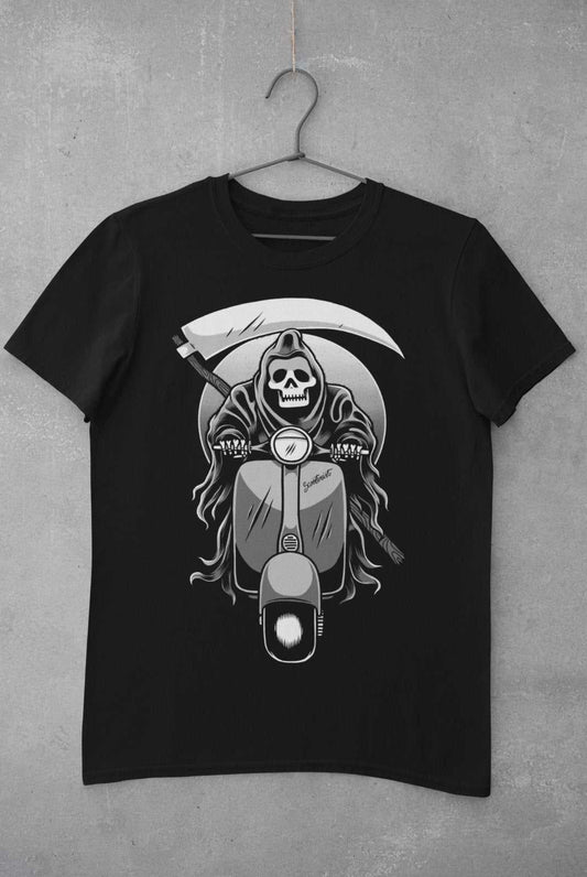 Scooter Reaper Biker T-Shirt Grim Skull Scythe Classic Design Motorcycle Classic T-Shirt Gift