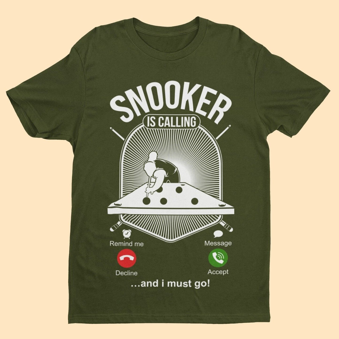 SNOOKER IS CALLING and I Must Go Funny Phone Joke T-Shirt Pot Balls Baize Fan T-Shirt Gift