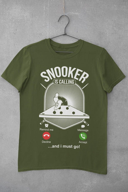 SNOOKER IS CALLING and I Must Go Funny Phone Joke T-Shirt Pot Balls Baize Fan T-Shirt Gift