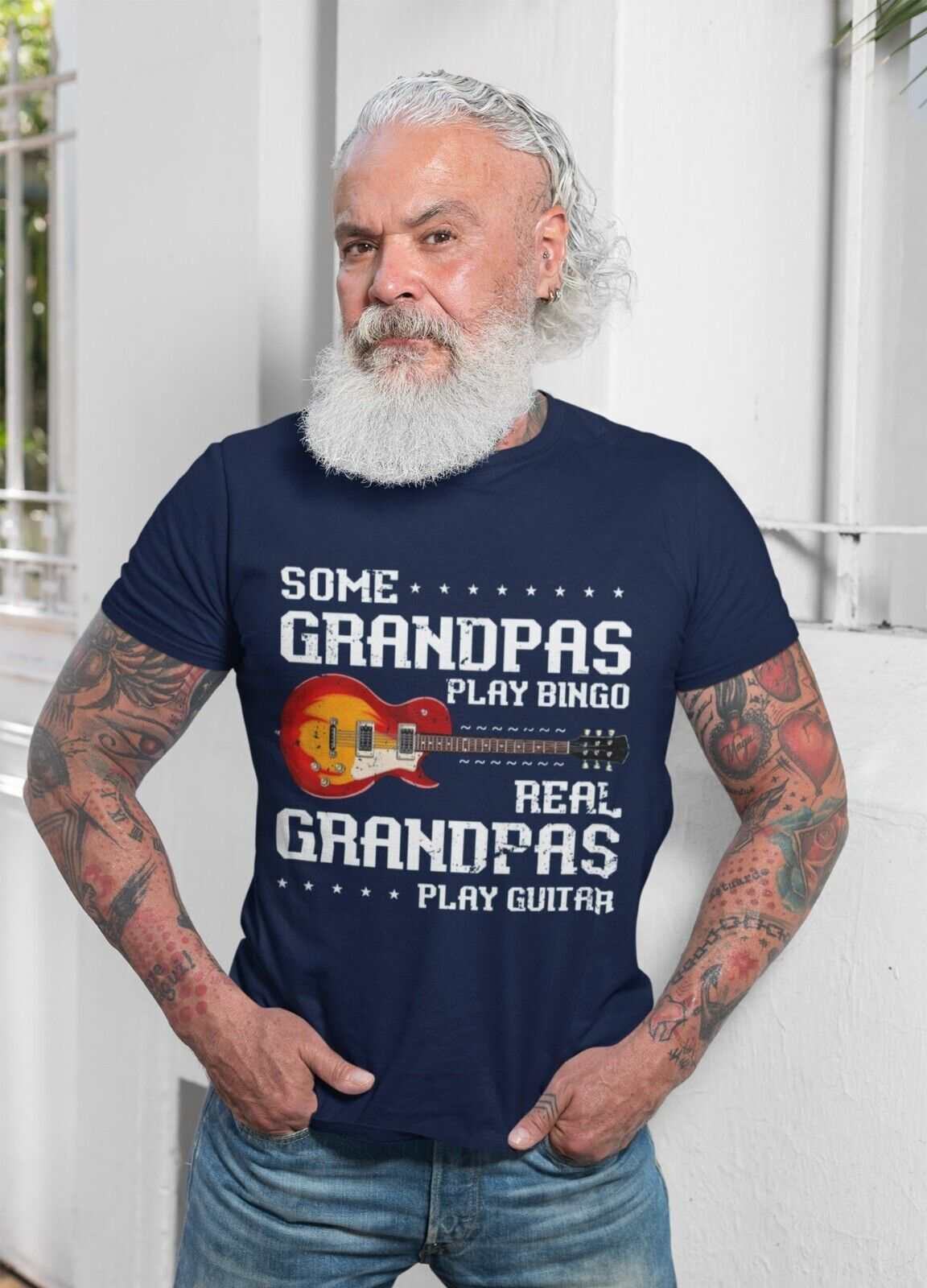 Some Grandpas Play Bingo REAL Grandpa Plays Guitar Funny T-Shirt Granadad Papa T-Shirt Gift