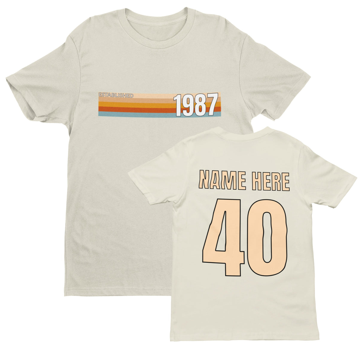 Personalised 40th Birthday T-Shirt - Established 1987 Vintage