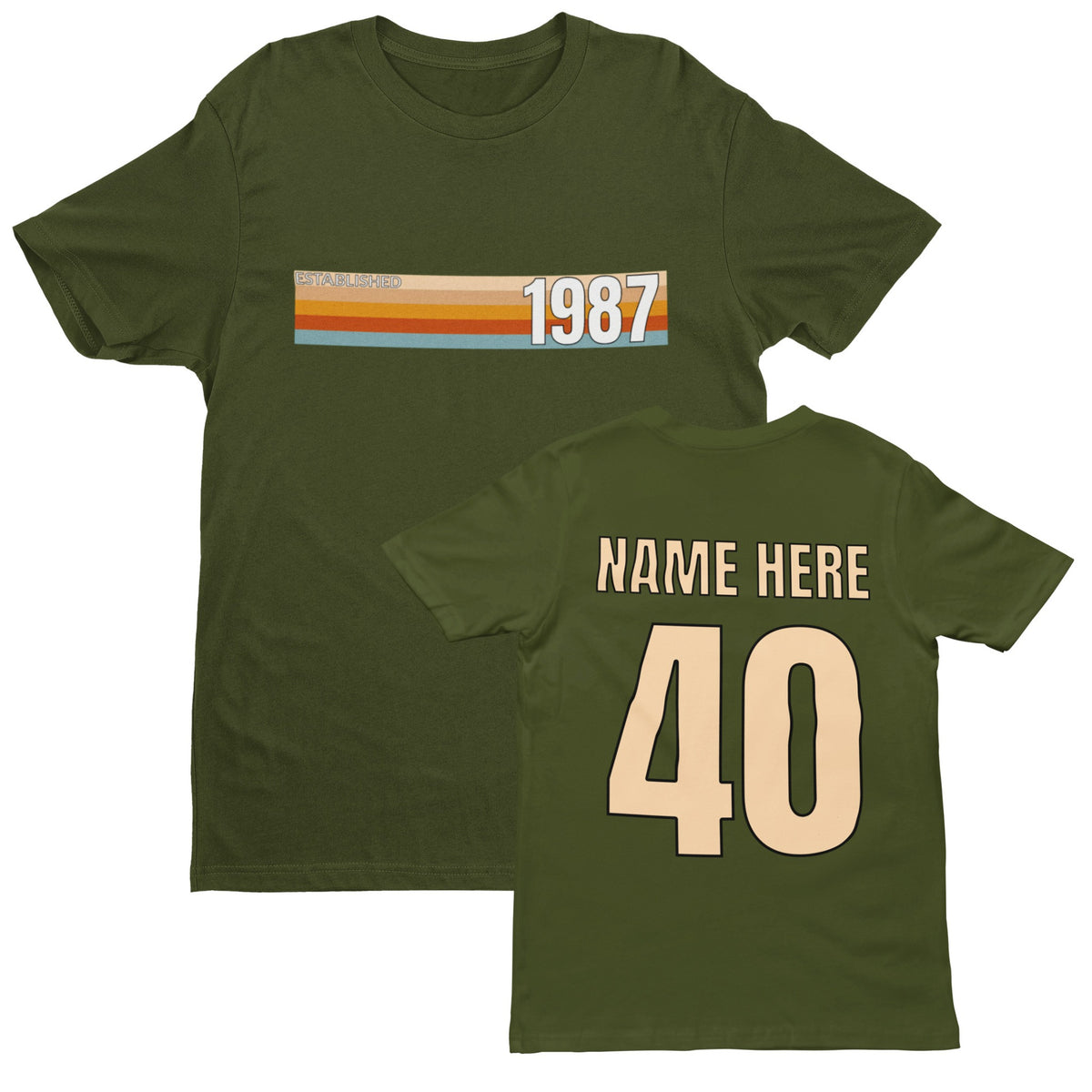 Personalised 40th Birthday T-Shirt - Established 1987 Vintage