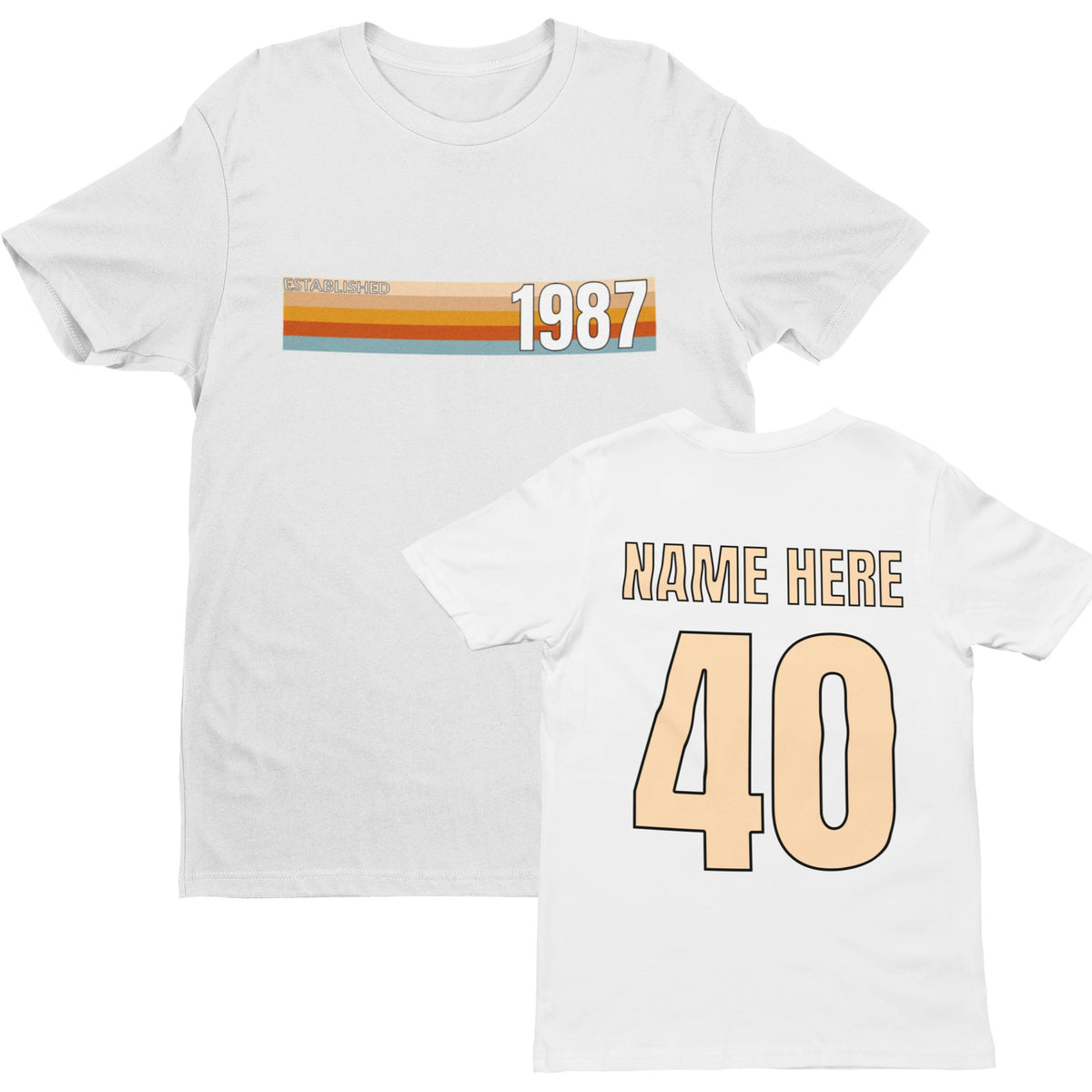 Personalised 40th Birthday T-Shirt - Established 1987 Vintage