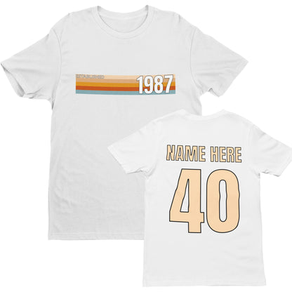 Personalised 40th Birthday T-Shirt - Established 1987 Vintage