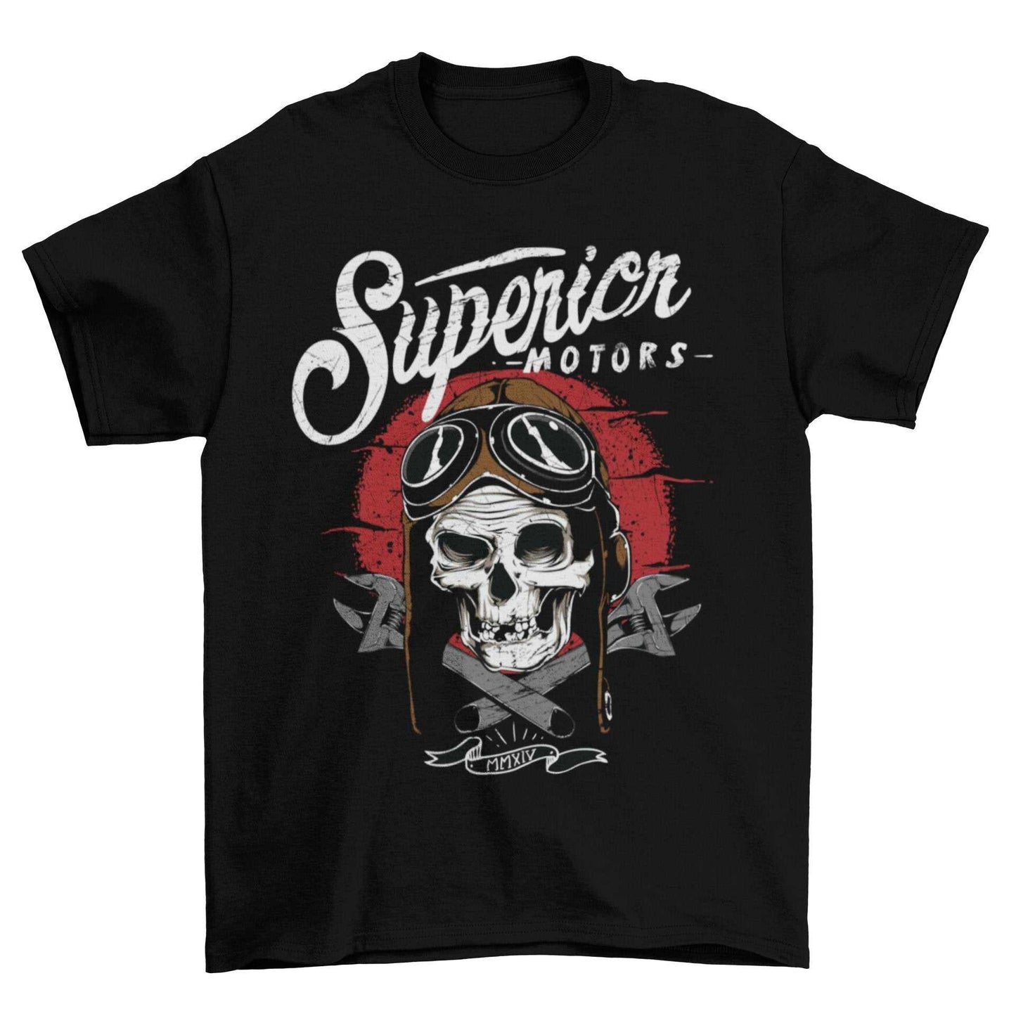 Superior Motors Biker T-Shirt Skull Spanners Classic Motorcycle Mechanic Design T-Shirt Gift