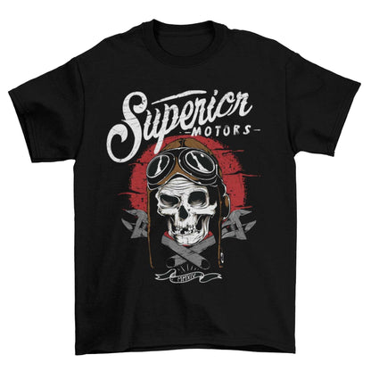 Superior Motors Biker T-Shirt Skull Spanners Classic Motorcycle Mechanic Design T-Shirt Gift