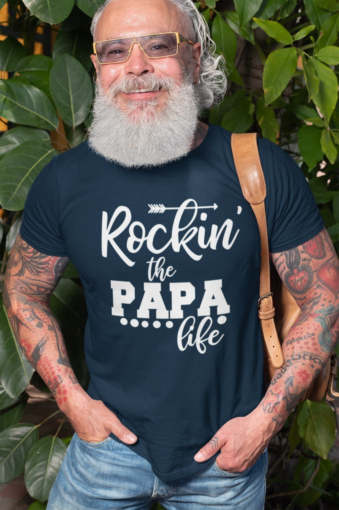 Rockin' the Papa Life T-Shirt in Navy - Fun & Stylish Gift for Papas