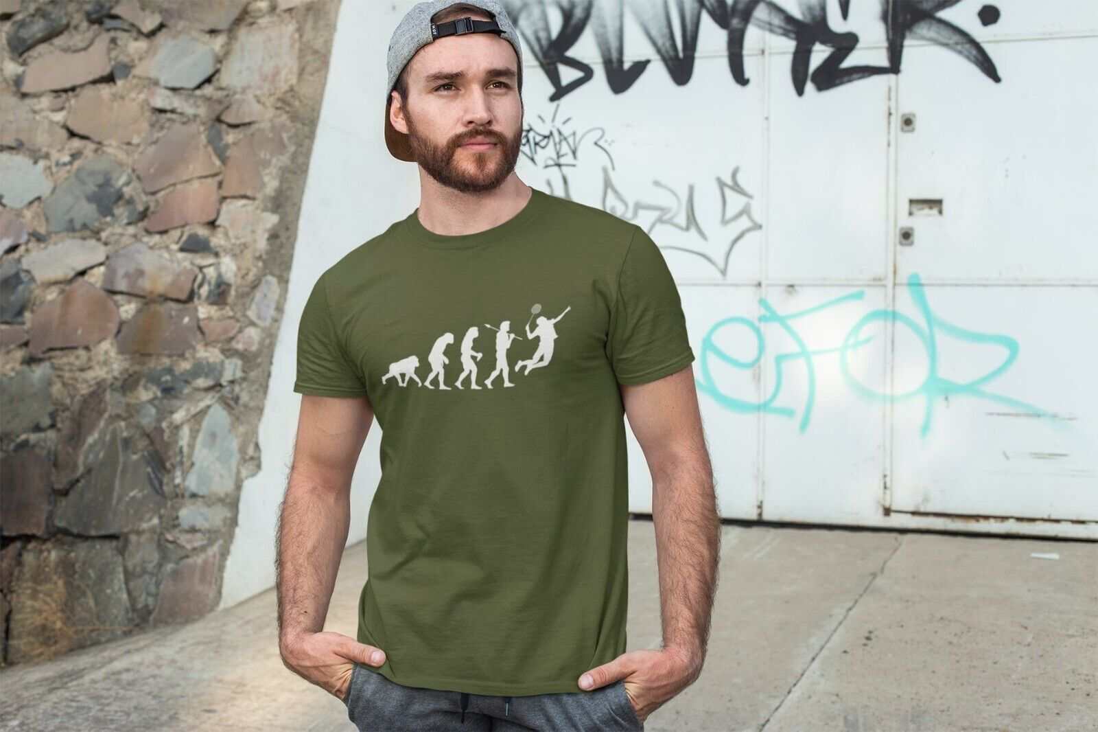 The Evolution of BADMINTON T-Shirt Ape To Man Darwin Funny Top Gift Sport T-Shirt