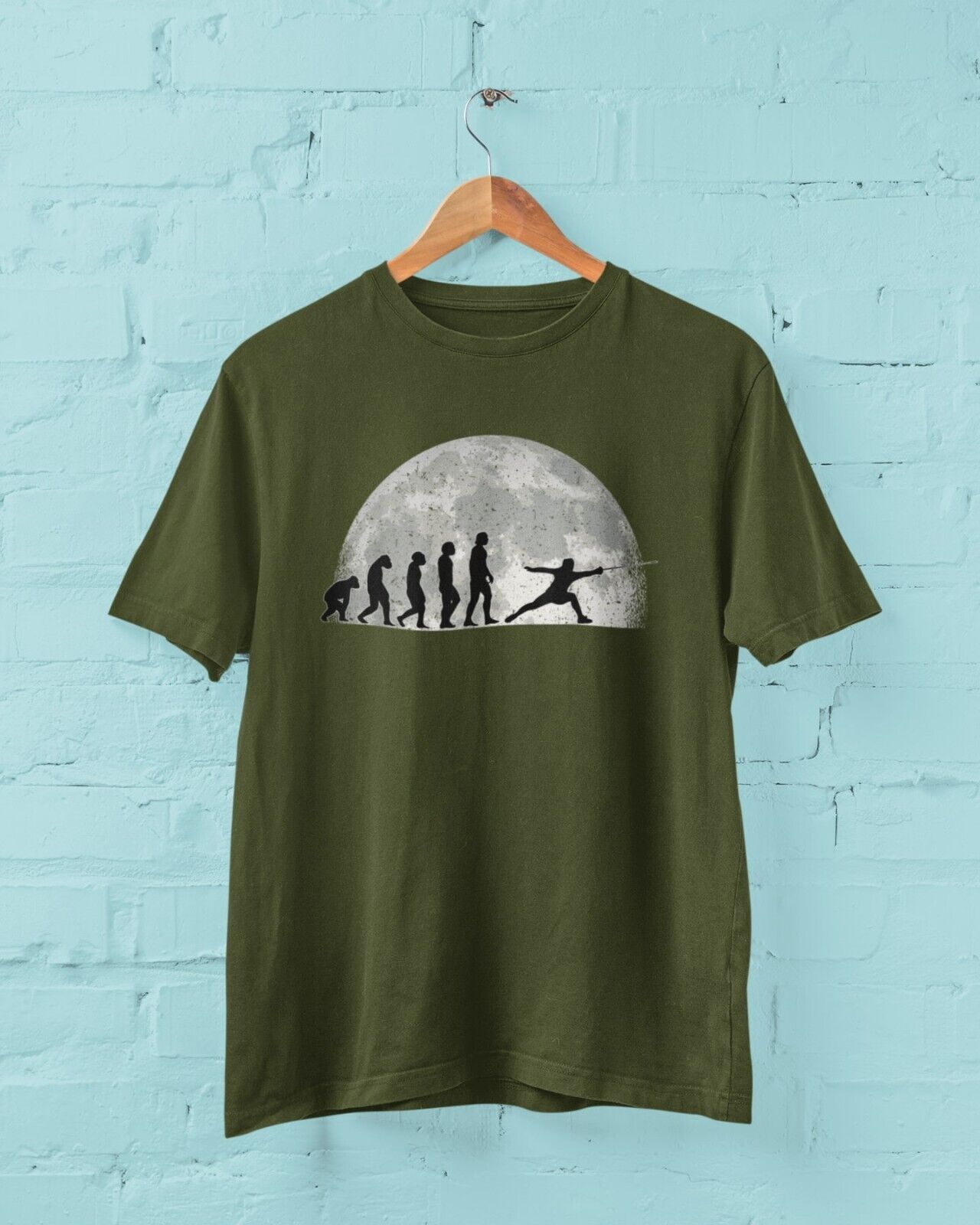 The Evolution of FENCING T-Shirt Allez En - garde Ape To Man Darwin Design Bout T-Shirt