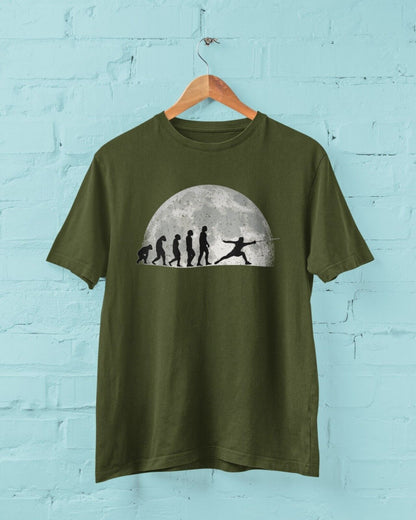 The Evolution of FENCING T-Shirt Allez En - garde Ape To Man Darwin Design Bout T-Shirt