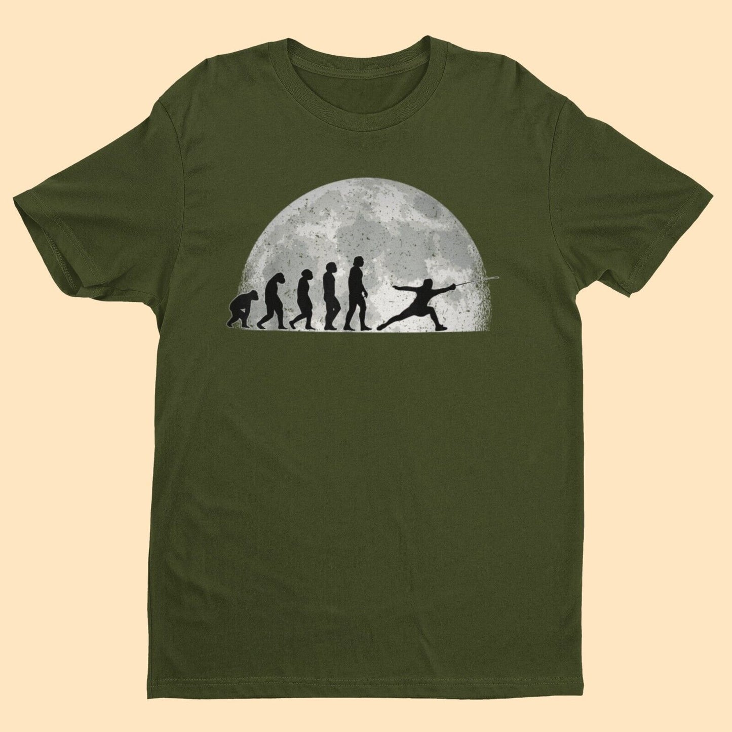 The Evolution of FENCING T-Shirt Allez En - garde Ape To Man Darwin Design Bout T-Shirt