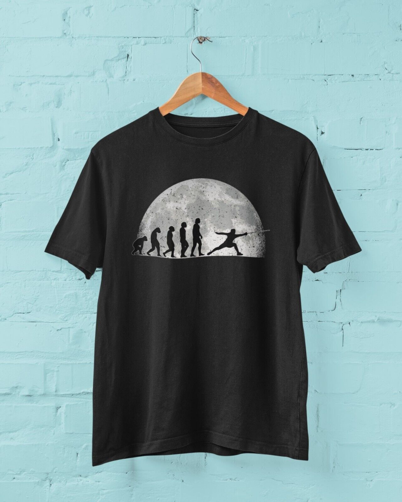 The Evolution of FENCING T-Shirt Allez En - garde Ape To Man Darwin Design Bout T-Shirt