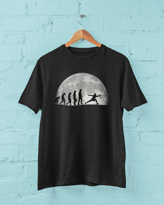 The Evolution of FENCING T-Shirt Allez En - garde Ape To Man Darwin Design Bout T-Shirt