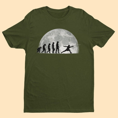 The Evolution of FENCING T-Shirt Allez En - garde Ape To Man Darwin Design Bout T-Shirt