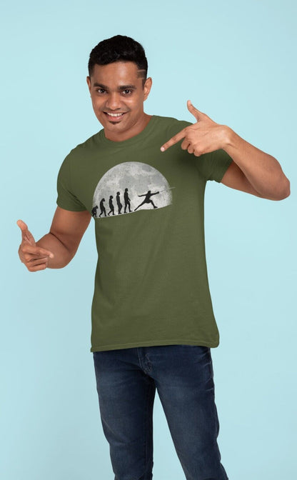 The Evolution of FENCING T-Shirt Allez En - garde Ape To Man Darwin Design Bout T-Shirt