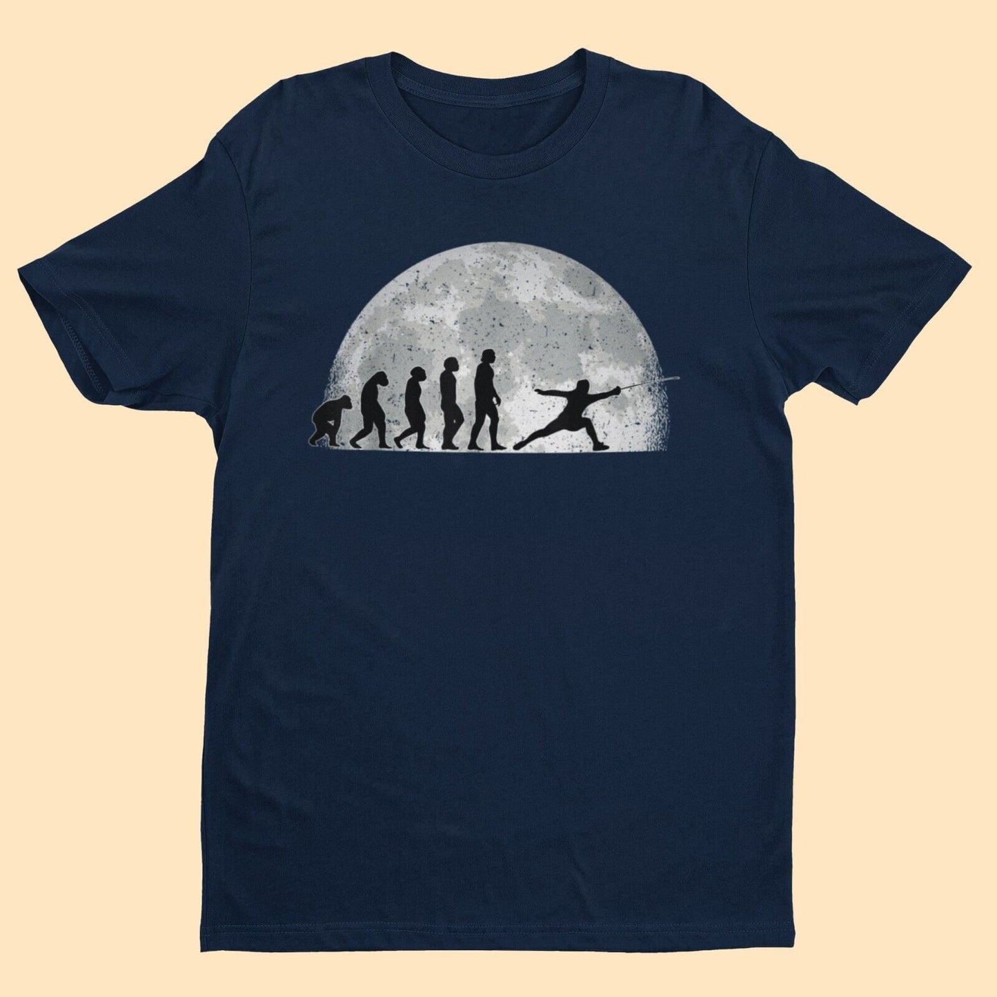 The Evolution of FENCING T-Shirt Allez En - garde Ape To Man Darwin Design Bout T-Shirt