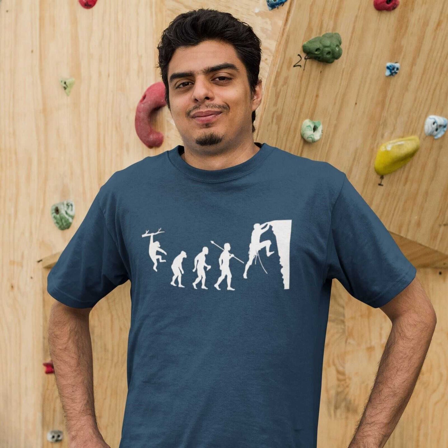 The Evolution of ROCK CLIMBING Ape To Man Climber Gift Mountain Funny Top T-Shirt