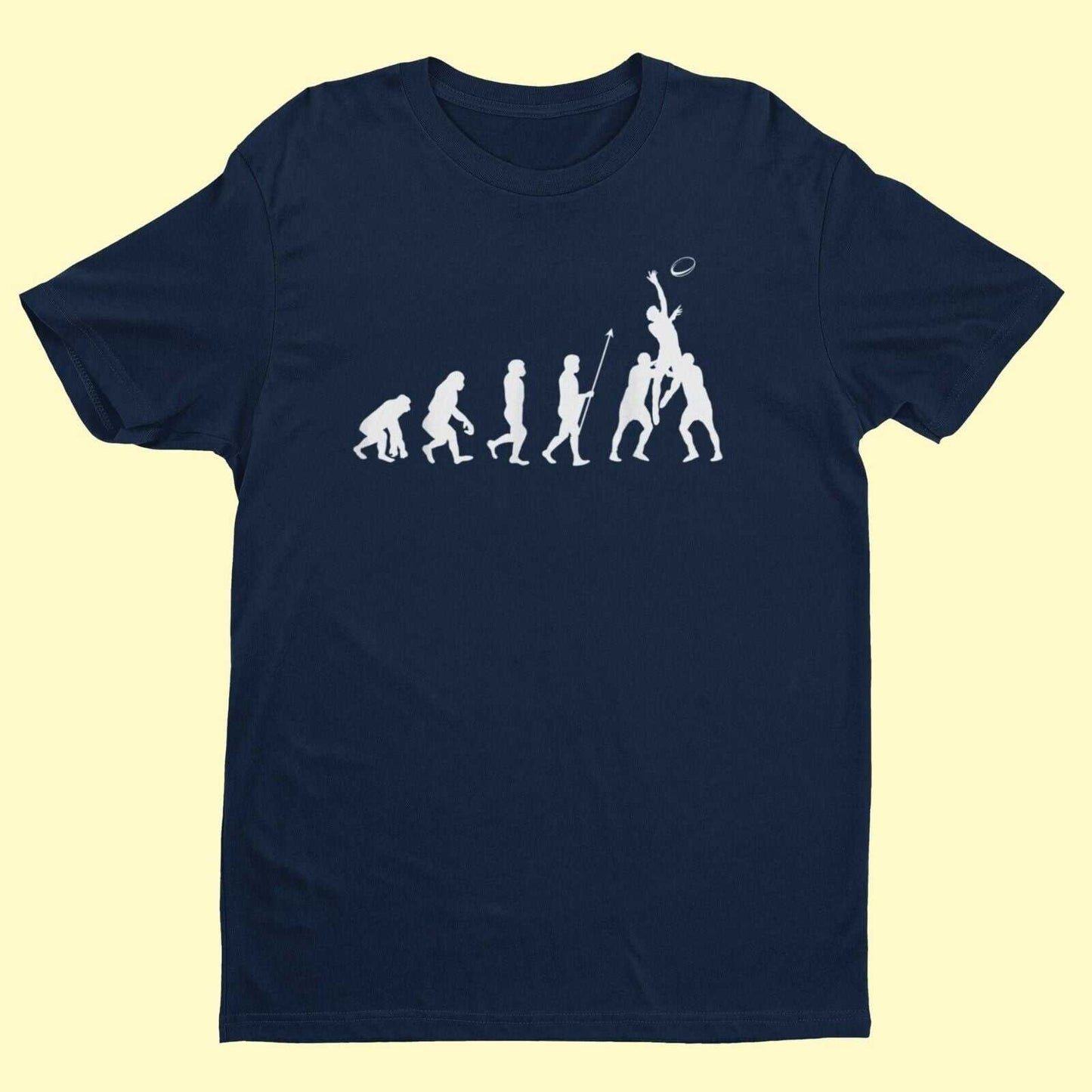 The Evolution of RUGBY T-Shirt Ape To Man Darwin Funny Top Gift Lineout T-Shirt