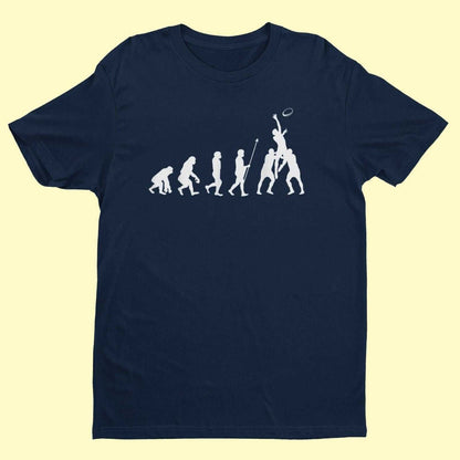 The Evolution of RUGBY T-Shirt Ape To Man Darwin Funny Top Gift Lineout T-Shirt