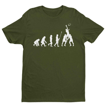 The Evolution of RUGBY T-Shirt Ape To Man Darwin Funny Top Gift Lineout T-Shirt