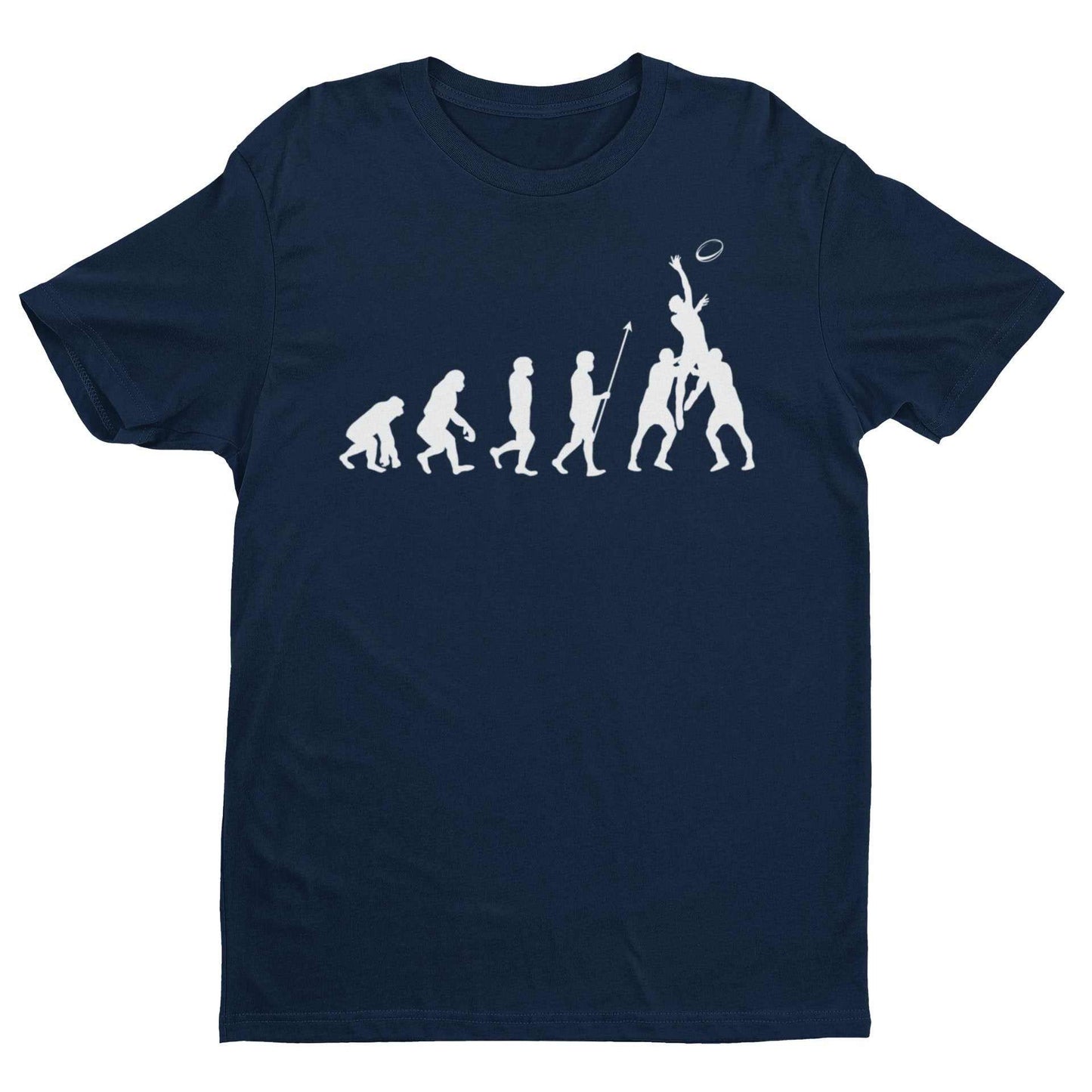 The Evolution of RUGBY T-Shirt Ape To Man Darwin Funny Top Gift Lineout T-Shirt