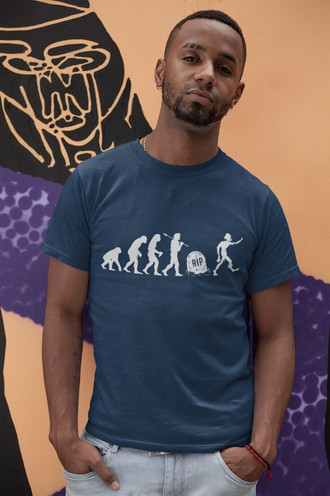 The Evolution of the ZOMBIE Ape To Man To Grave To Undead Funny T-Shirt Darwin T-Shirt