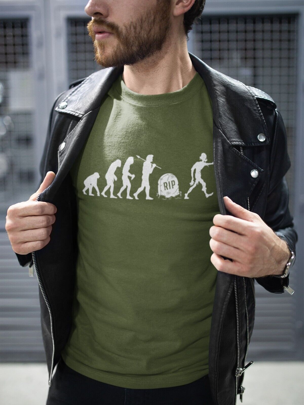 The Evolution of the ZOMBIE Ape To Man To Grave To Undead Funny T-Shirt Darwin T-Shirt