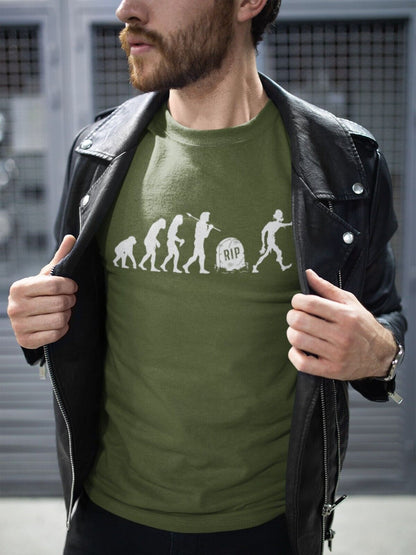 The Evolution of the ZOMBIE Ape To Man To Grave To Undead Funny T-Shirt Darwin T-Shirt