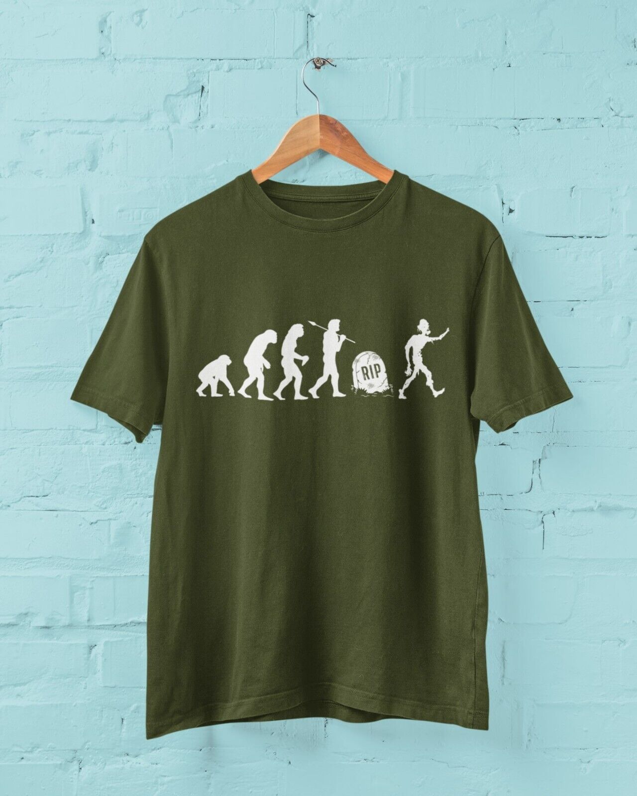 The Evolution of the ZOMBIE Ape To Man To Grave To Undead Funny T-Shirt Darwin T-Shirt