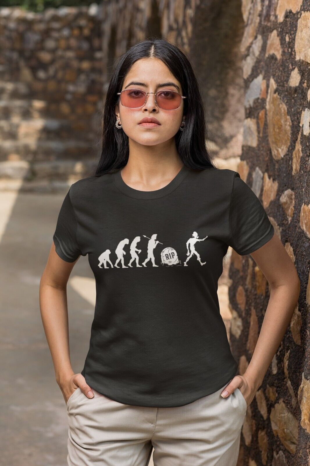 The Evolution of the ZOMBIE Ape To Man To Grave To Undead Funny T-Shirt Darwin T-Shirt