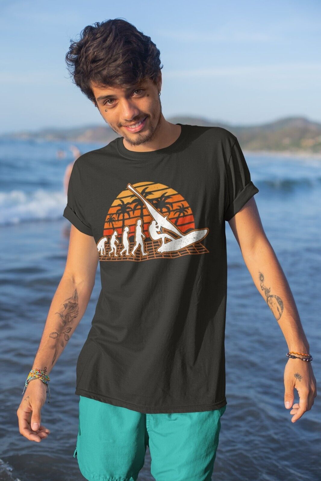 The Evolution of WINDSURFING T-Shirt Widsurfing Gift Surfing Surfer T-Shirt